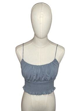 Smocked Spaghetti-Strap Crop Cami